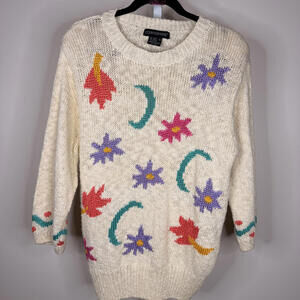 #288 COUNTERPARTS Sz. L PTP: 19.5" - 22.5" VINTAGE Floral Sweater